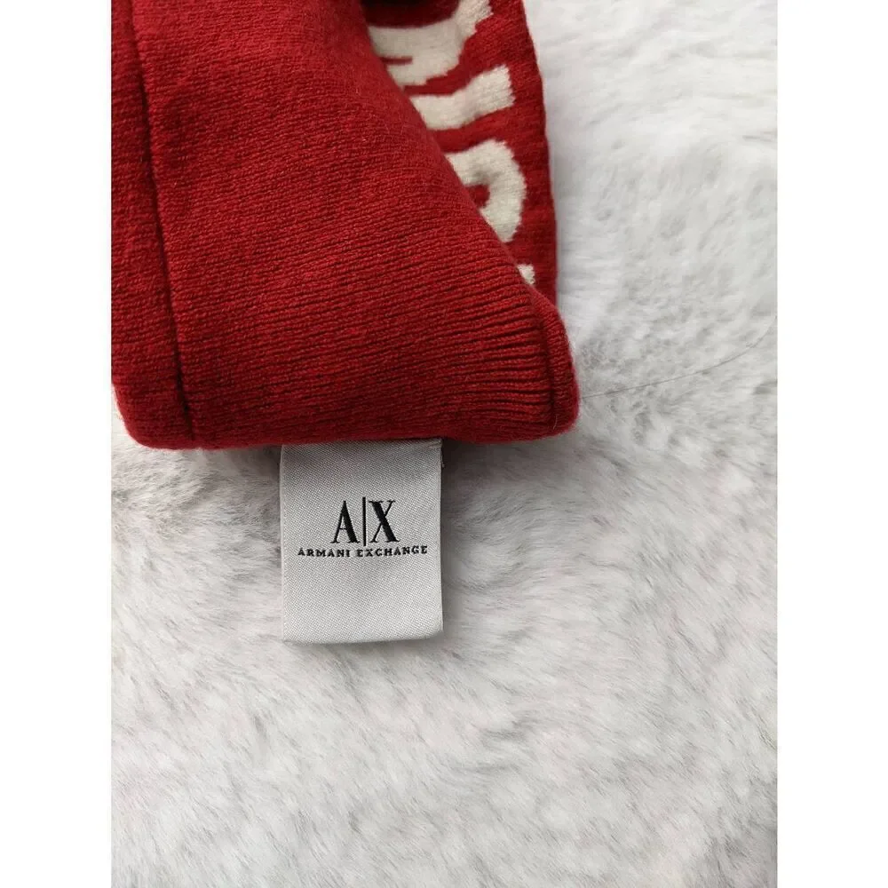 Vintage Armani Exchange Red‎ Off White Headband Winter Knitwear Ear Warmers